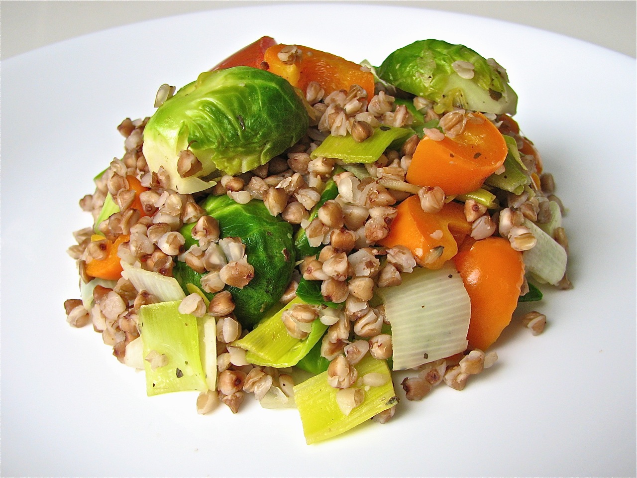 Cook book of trial and error Buckwheat with Leeks and Brussels Sprouts